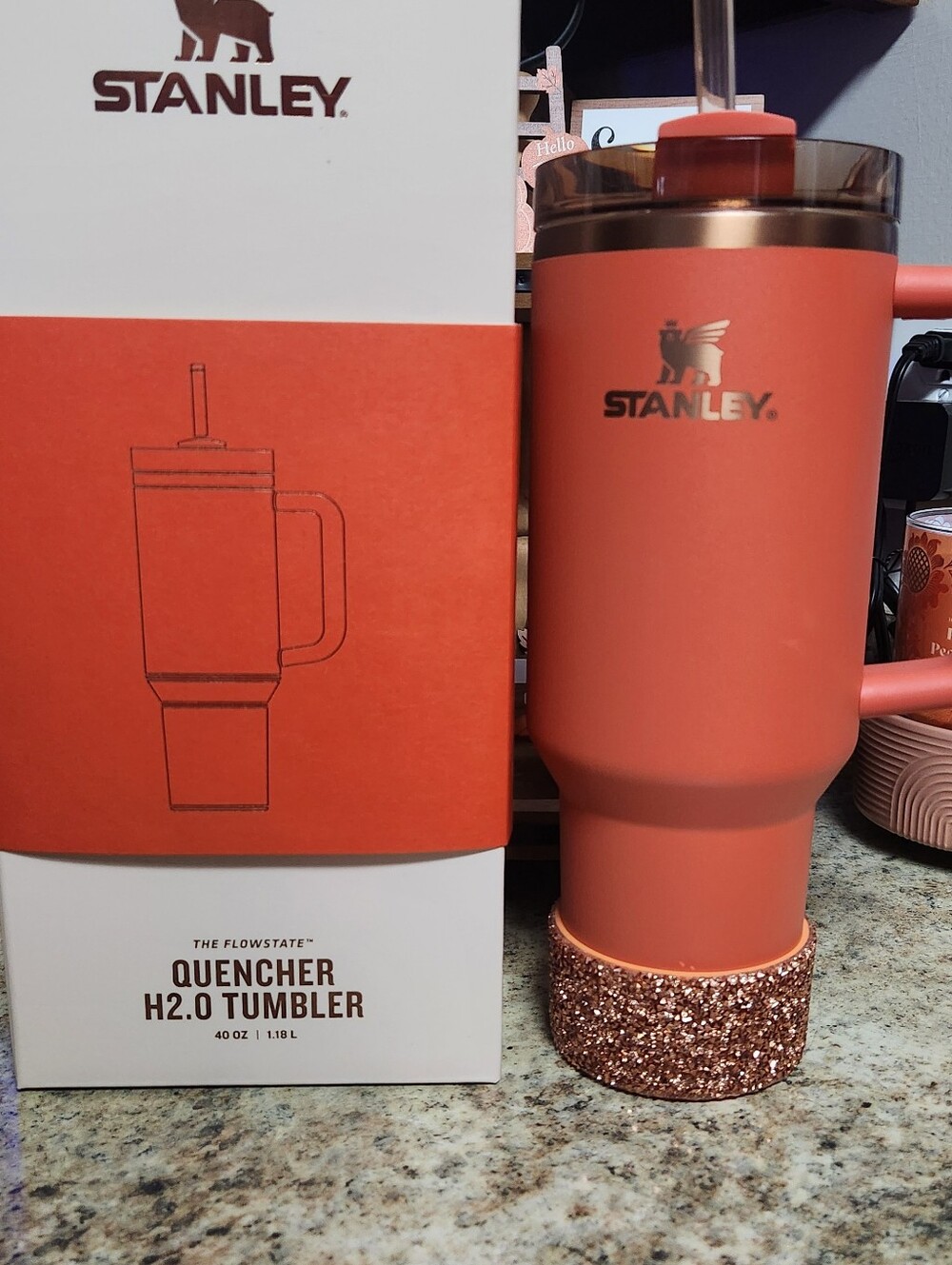 Stanley "Pumpkin Spice" 40oz Quencher Tumbler w/Druzy Boot